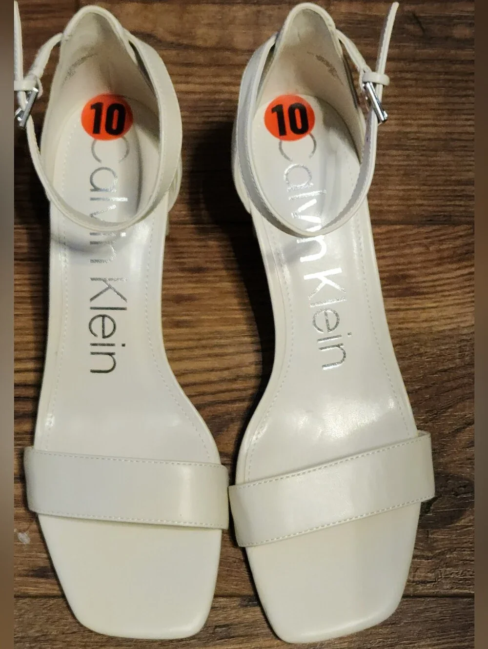 Calvin Klein Women's Cream/Ivory Ankle-Strap Sandals